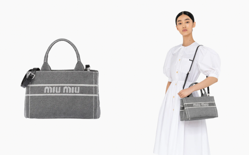 Denim handbag with jacquard logo $10,200